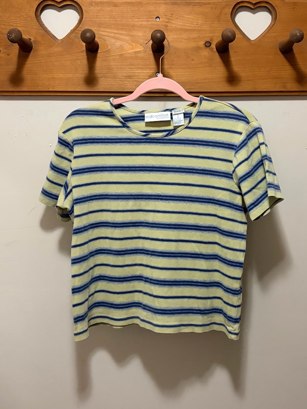 VINTAGE Chadwick’s Real Comfort Striped Cotton Tee Yellow Blue L